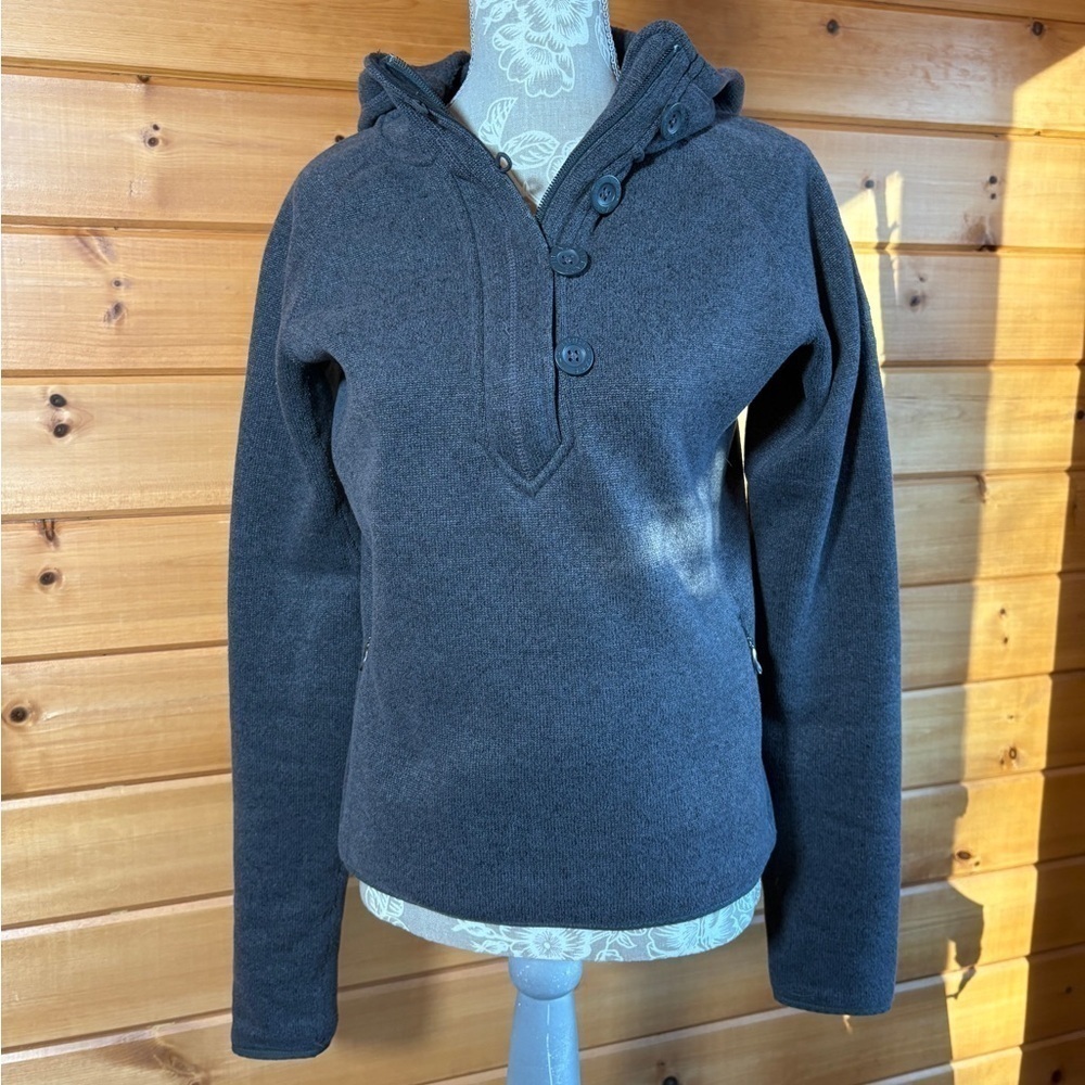 The North Face Gray Button-Up Hooded Sweater M